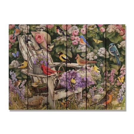 RICKI&APOSS RUGS 33 x 24 in. Giordanos Birds on Spring Chair Inside & Outside Cedar Wall Art RI896441